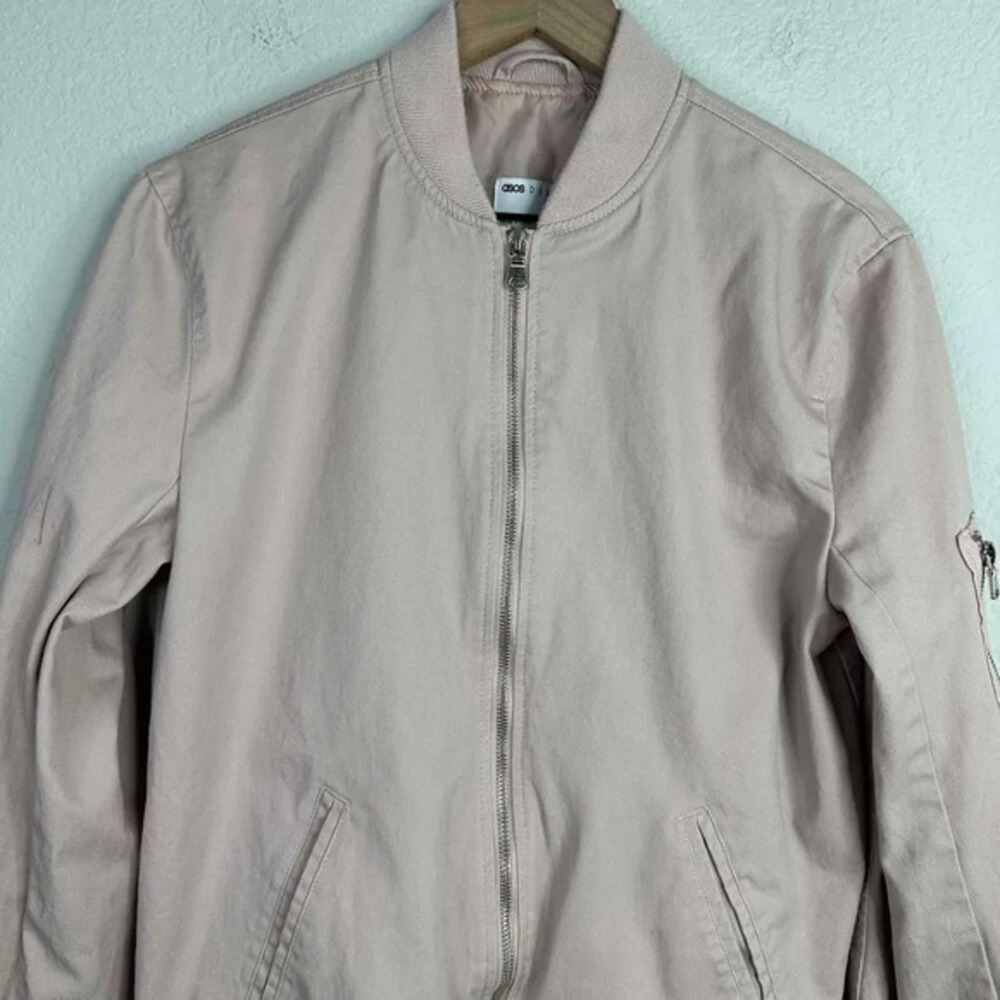 ASOS Jacket Women’s XS Pink Oversized Zip Pockets Y2K Everyday Retro Bomber - Picture 3 of 9